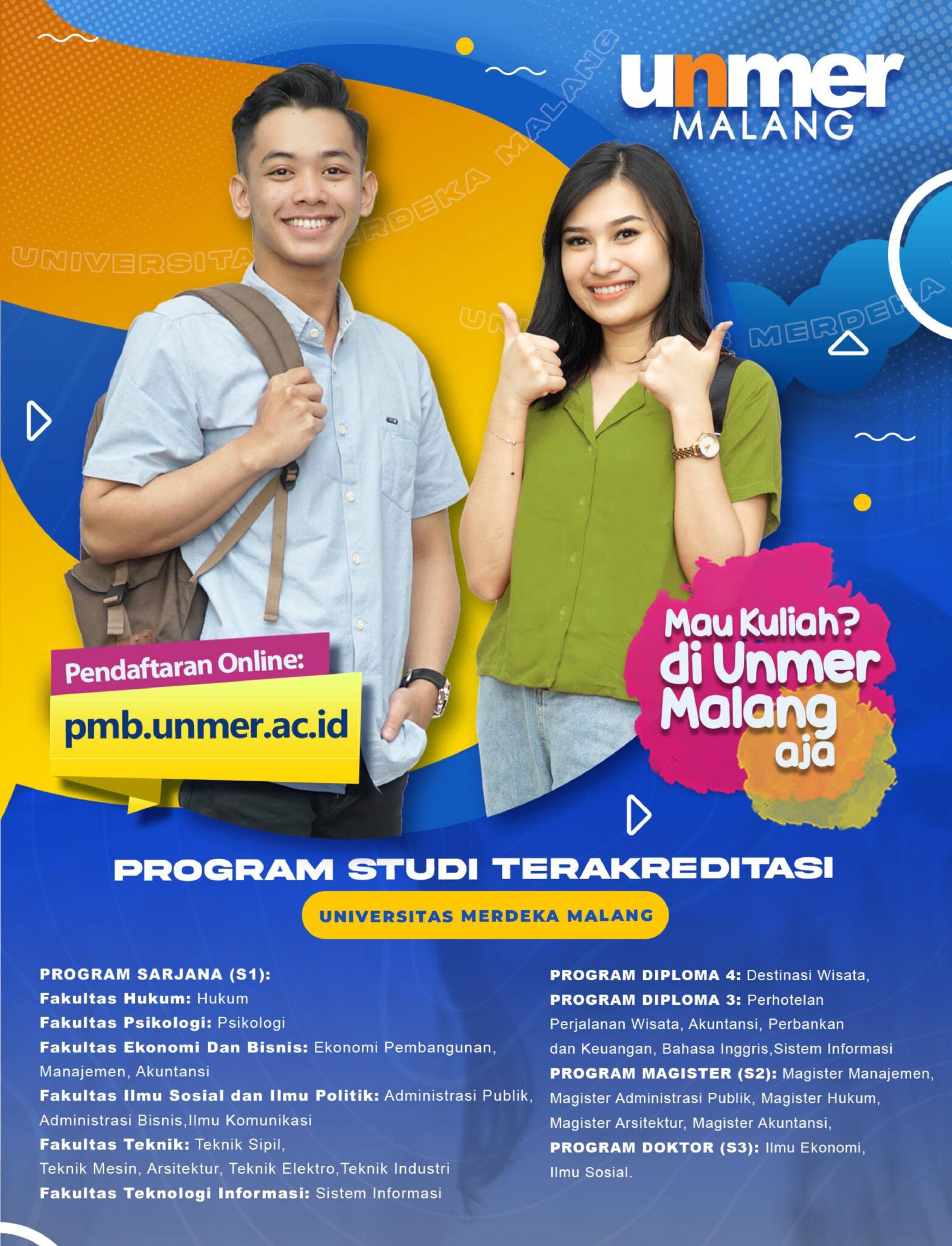 BROSUR PENERIMAAN MAHASISWA BARU UNMER MALANG, SEMESTER GANJIL TAHUN ...